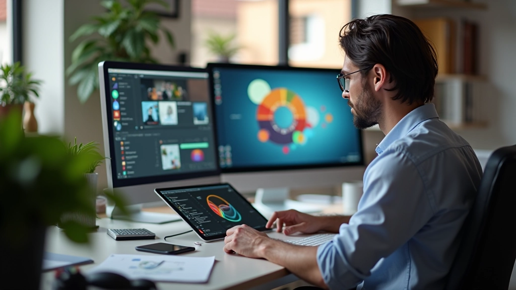Studio moderno di motion design con tablet, computer e strumenti creativi in uso per creare animazioni educative